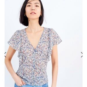Madewell Carmelina Flutter-Sleeve Top in
Blossoming Vines - size 00